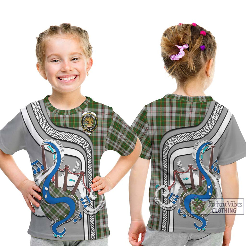 Tartan Vibes Clothing Hay White Dress Tartan Kid T-Shirt with Epic Bagpipe Style