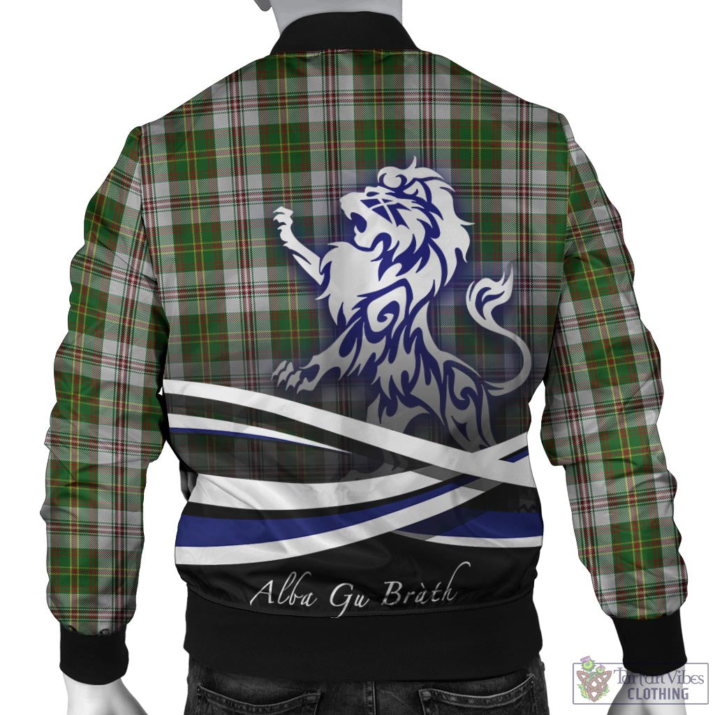 Tartan Vibes Clothing Hay White Dress Tartan Bomber Jacket with Alba Gu Brath Regal Lion Emblem