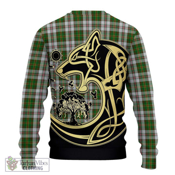 Hay White Dress Tartan Ugly Sweater with Family Crest Celtic Wolf Style