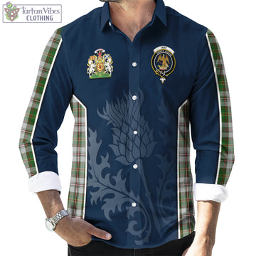 Hay White Dress Tartan Long Sleeve Button Up Shirt with Family Crest and Scottish Thistle Vibes Sport Style