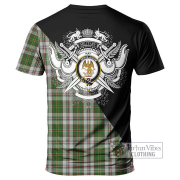 Hay White Dress Tartan T-Shirt with Family Crest and Military Logo Style