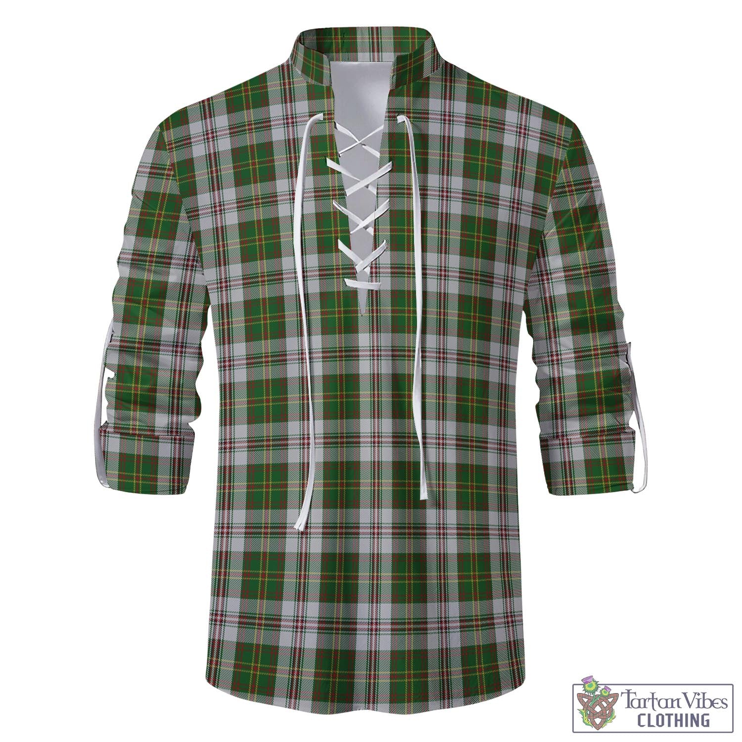 Tartan Vibes Clothing Hay White Dress Tartan Men's Scottish Traditional Jacobite Ghillie Kilt Shirt