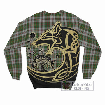 Hay White Dress Tartan Sweatshirt with Family Crest Celtic Wolf Style