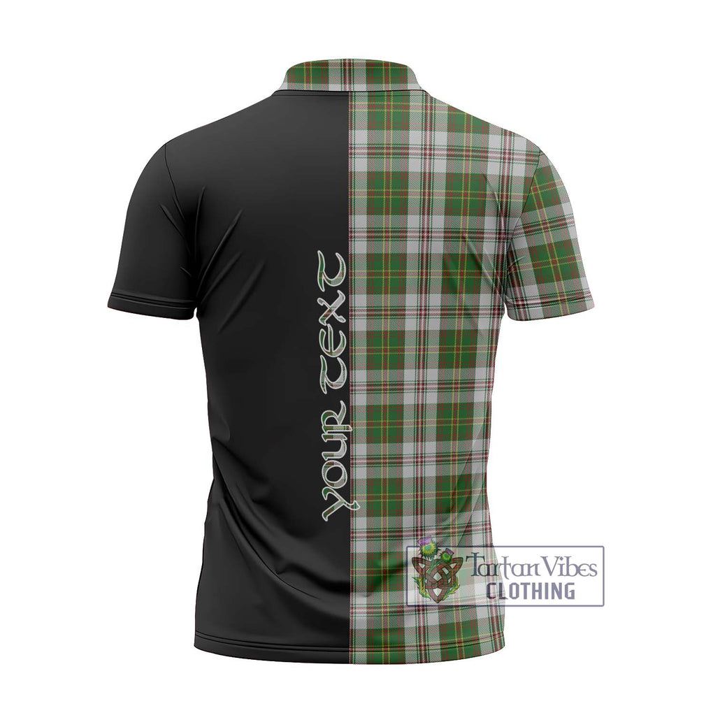 Hay White Dress Tartan Zipper Polo Shirt with Family Crest and Half Of Me Style - Tartanvibesclothing Shop