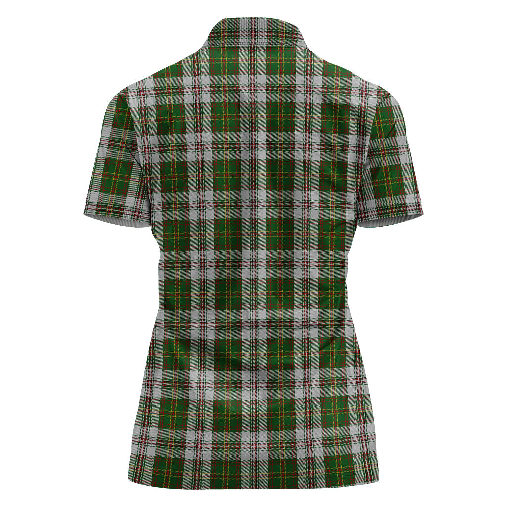 Hay White Dress Tartan Polo Shirt with Family Crest For Women - Tartan Vibes Clothing