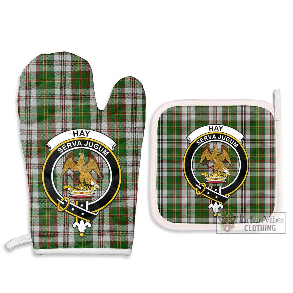 Hay White Dress Tartan Combo Oven Mitt & Pot-Holder with Family Crest Combo 1 Oven Mitt & 2 Pot-Holder White - Tartan Vibes Clothing