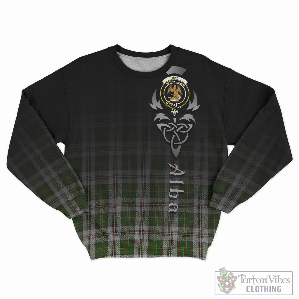 Tartan Vibes Clothing Hay White Dress Tartan Sweatshirt Featuring Alba Gu Brath Family Crest Celtic Inspired