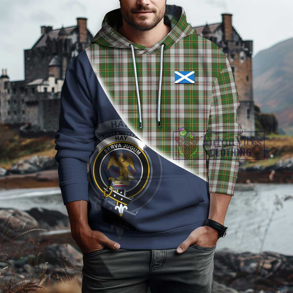 Hay White Dress Tartan Hoodie with Personalised National Flag and Family Crest Half Style - Tartanvibesclothing Shop