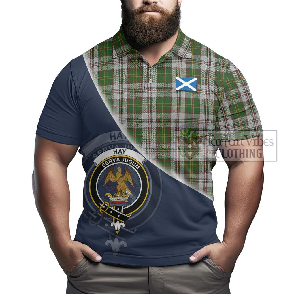 Hay White Dress Tartan Polo Shirt with Personalised National Flag and Family Crest Half Style - Tartanvibesclothing Shop