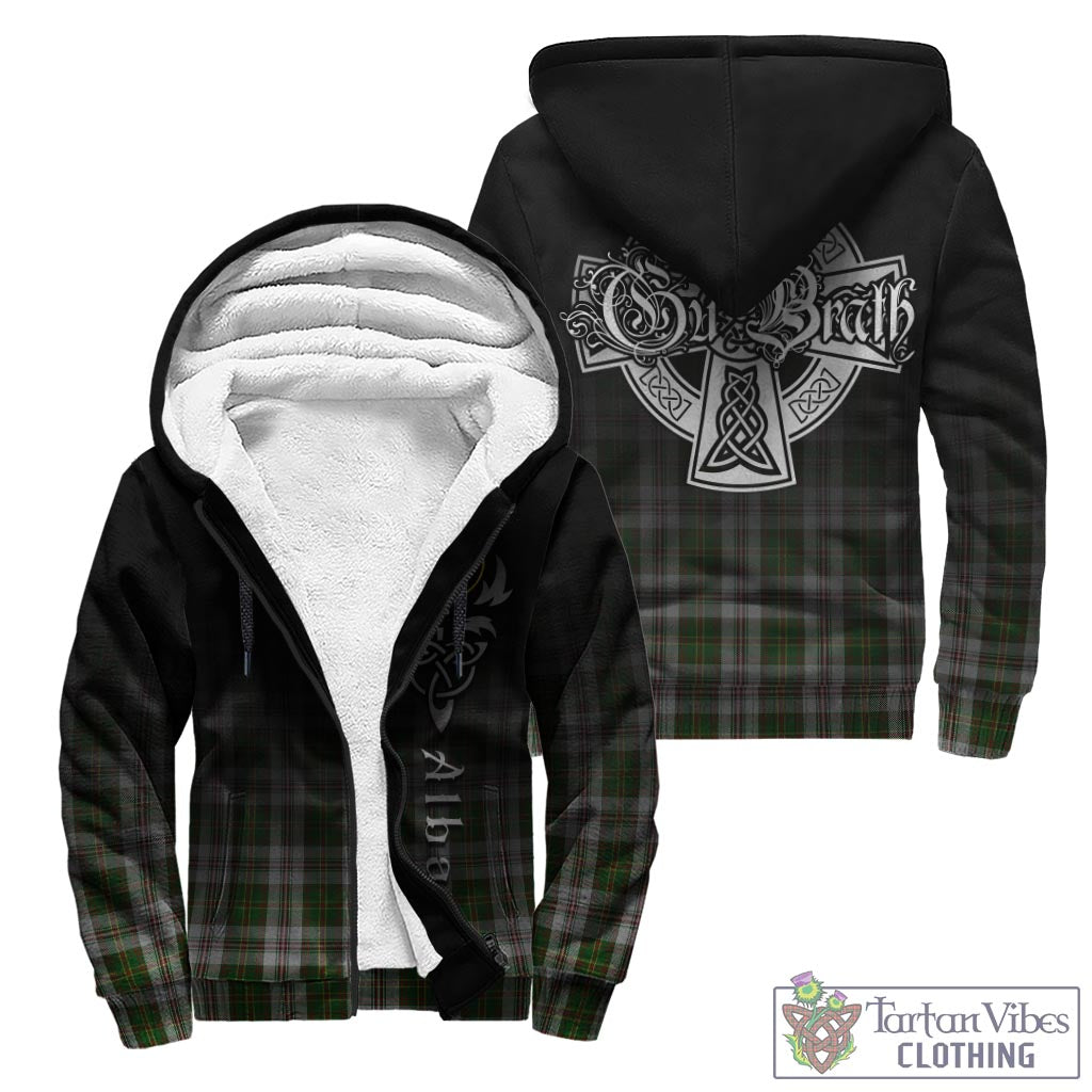 Tartan Vibes Clothing Hay White Dress Tartan Sherpa Hoodie Featuring Alba Gu Brath Family Crest Celtic Inspired