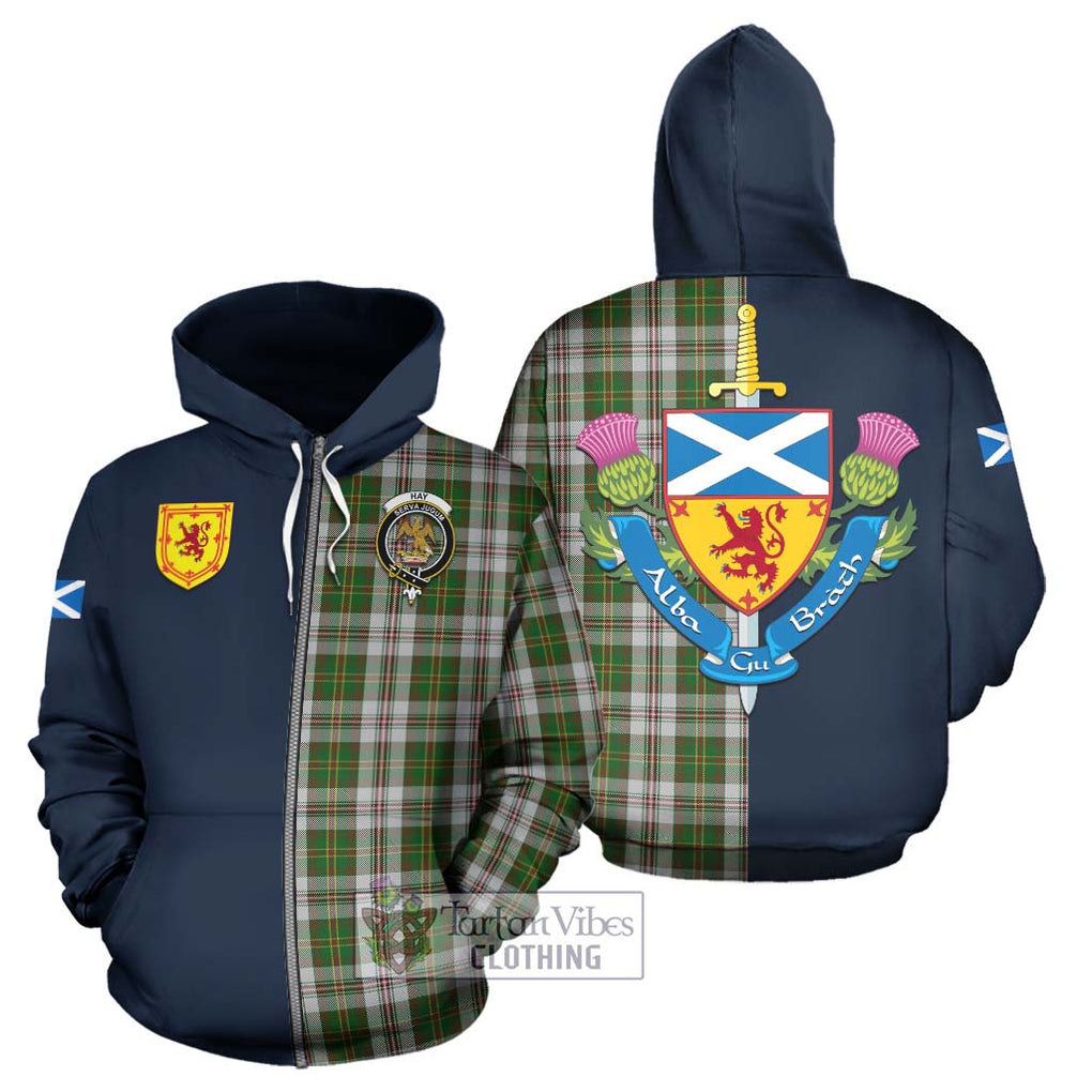 Tartan Vibes Clothing Hay White Dress Tartan Hoodie with Scottish Lion Royal Arm Half Style