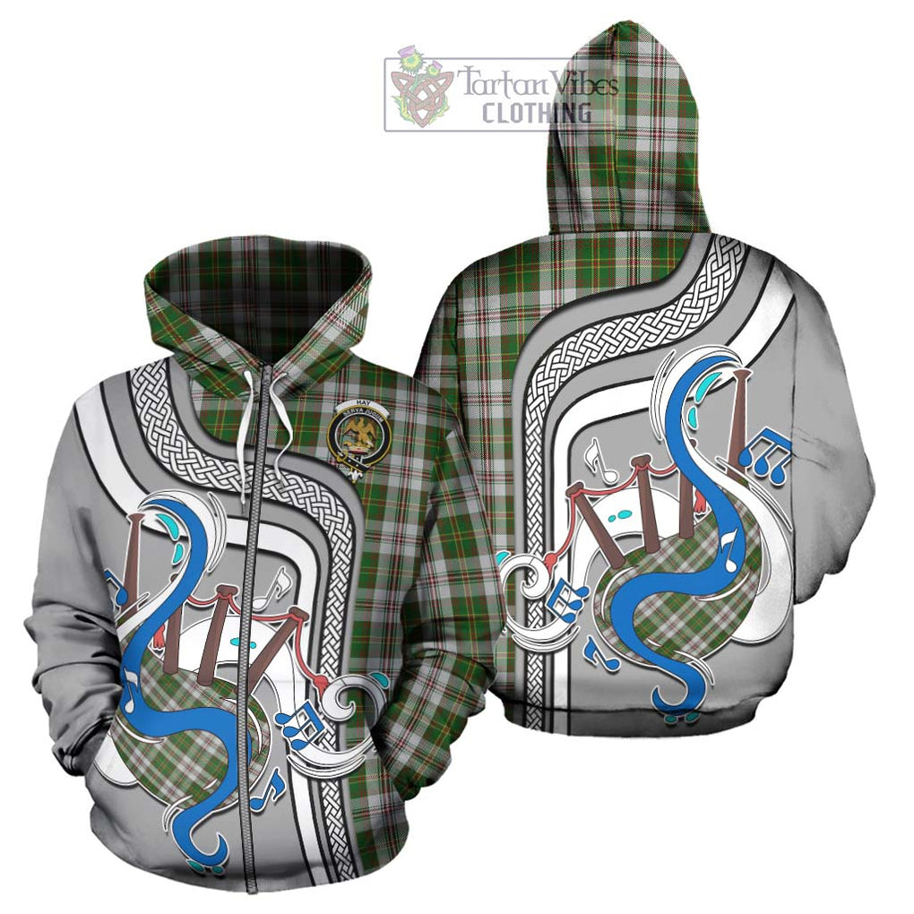 Hay White Dress Tartan Hoodie with Epic Bagpipe Style - Tartanvibesclothing Shop