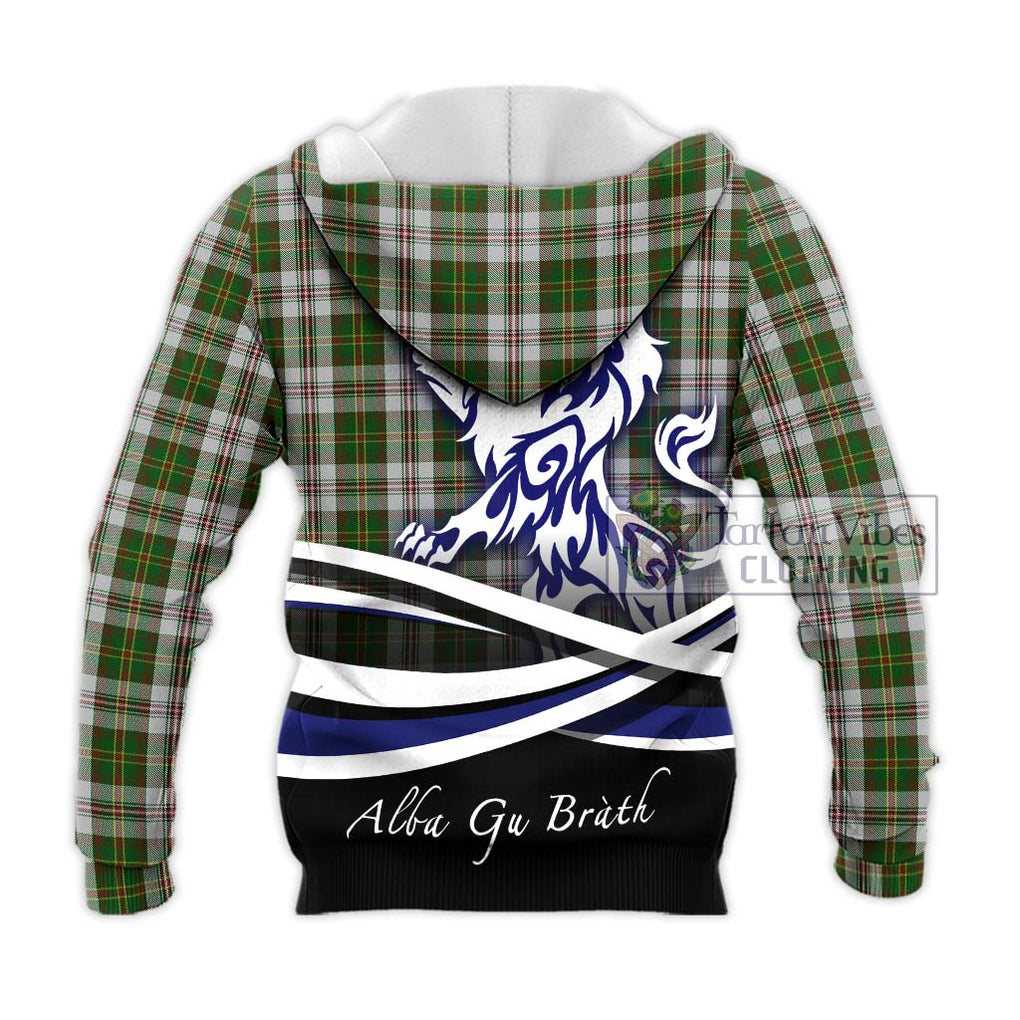 Hay White Dress Tartan Knitted Hoodie with Alba Gu Brath Regal Lion Emblem - Tartanvibesclothing Shop