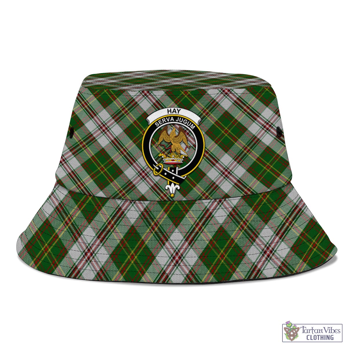 Tartan Vibes Clothing Hay White Dress Tartan Bucket Hat with Family Crest