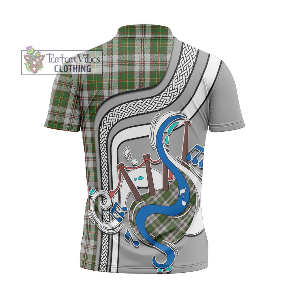 Hay White Dress Tartan Zipper Polo Shirt with Epic Bagpipe Style - Tartanvibesclothing Shop