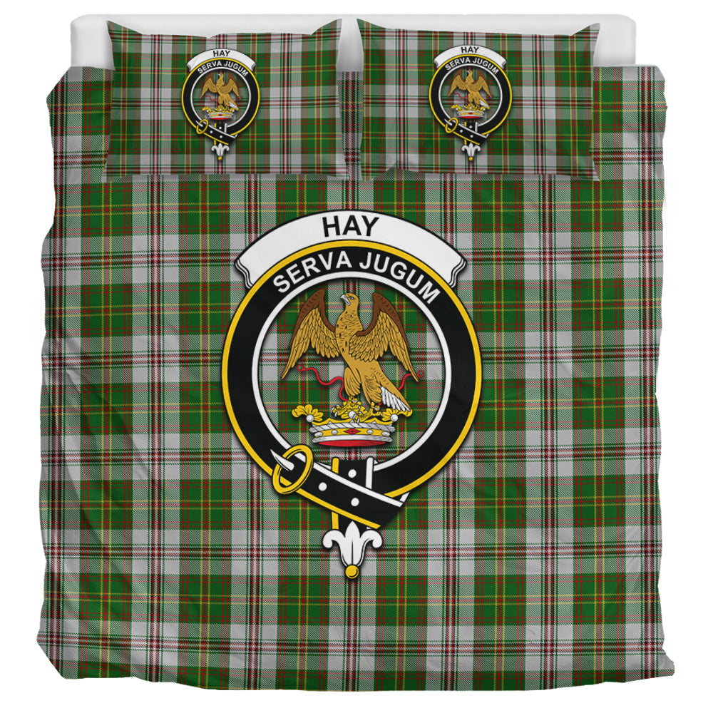 Hay White Dress Tartan Bedding Set with Family Crest UK Bedding Set UK Super King 104*94 inch - Tartan Vibes Clothing