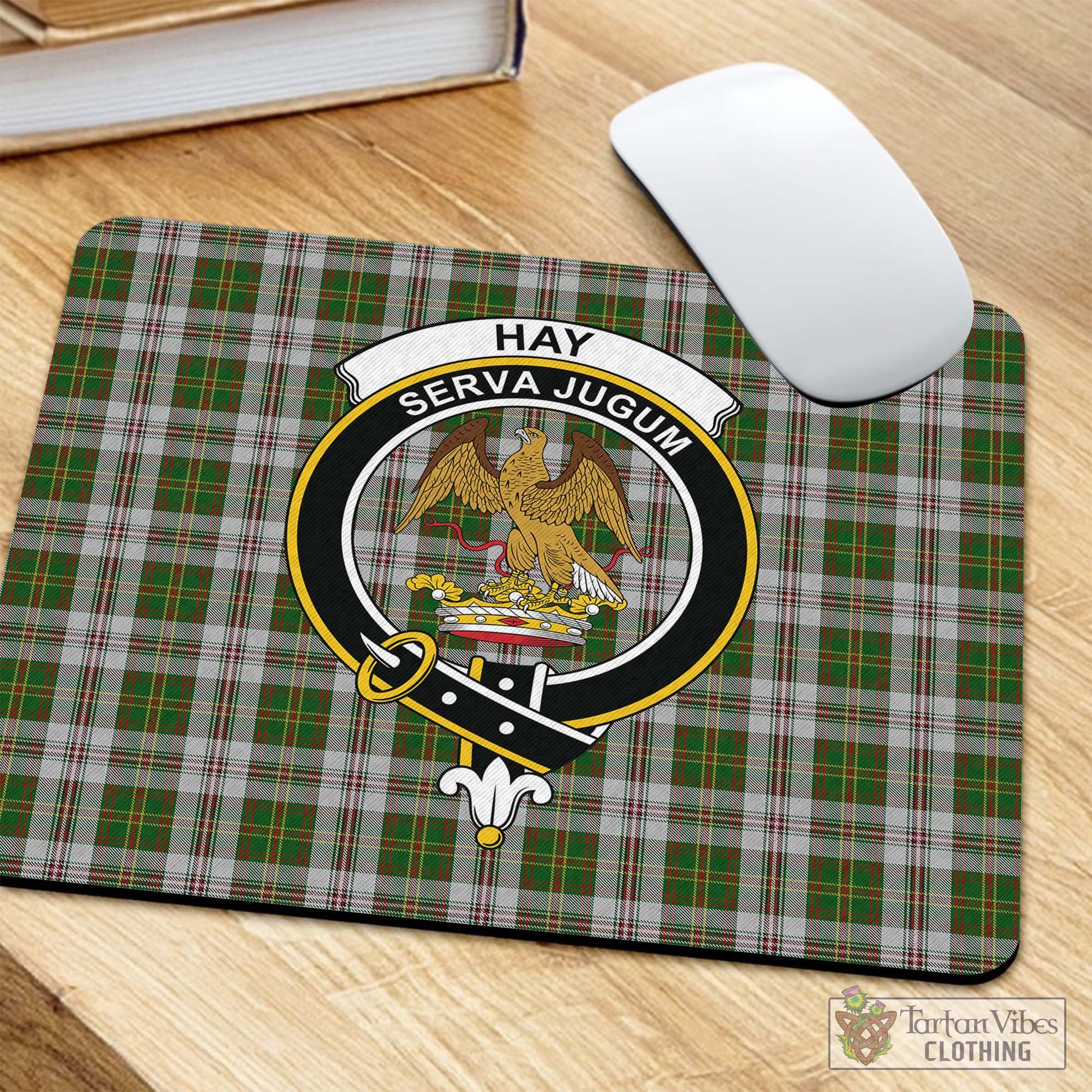 Tartan Vibes Clothing Hay White Dress Tartan Mouse Pad with Family Crest