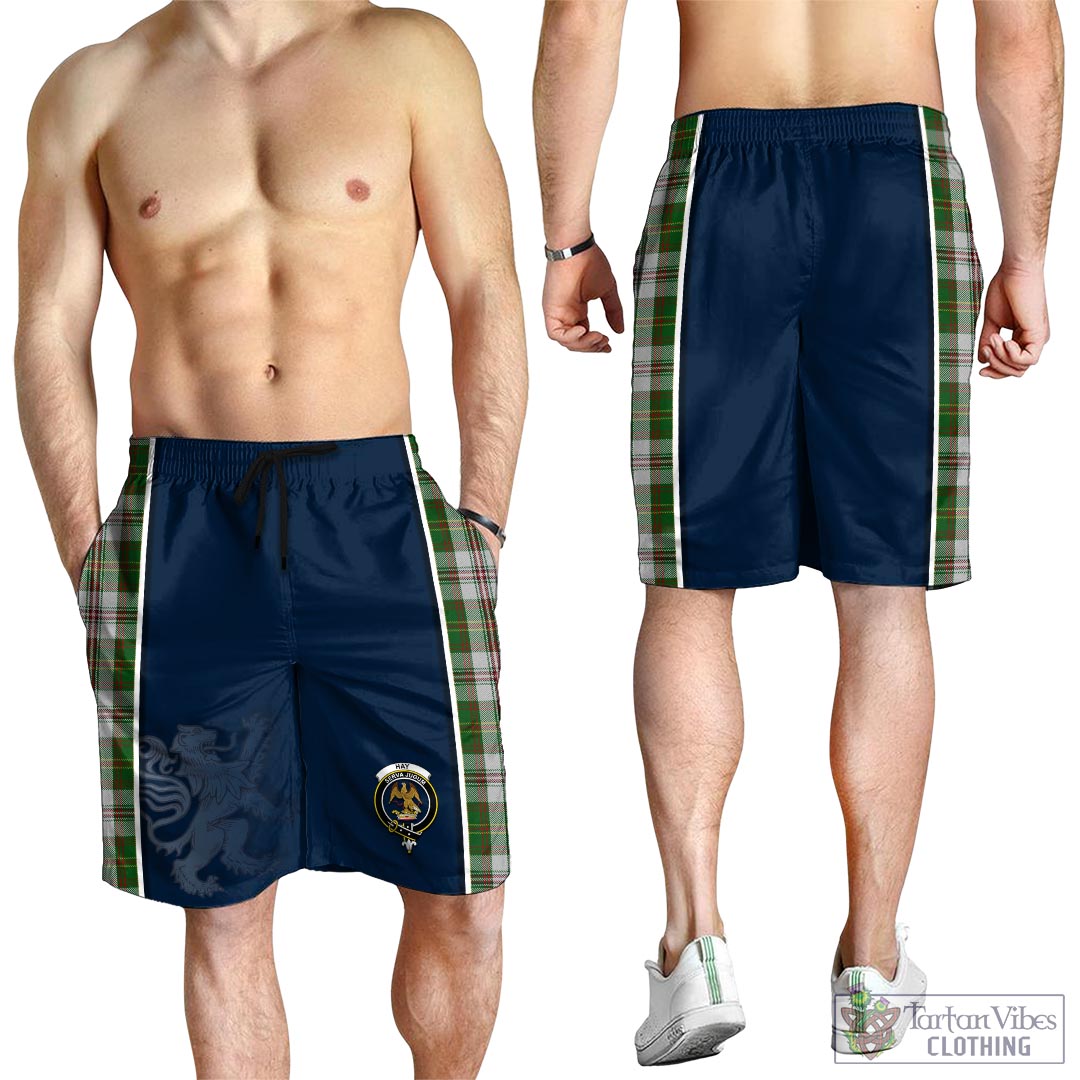 Tartan Vibes Clothing Hay White Dress Tartan Men's Shorts with Family Crest and Lion Rampant Vibes Sport Style