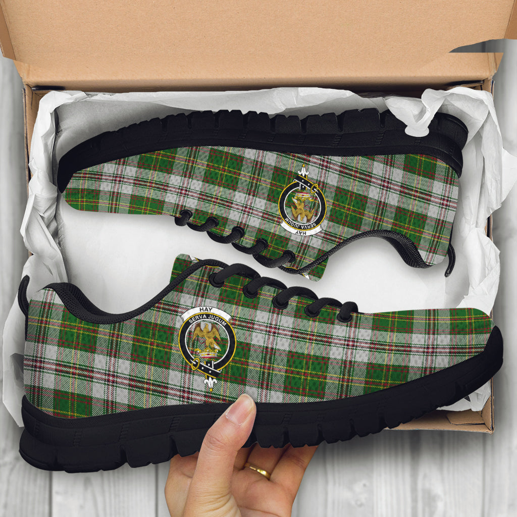 Hay White Dress Tartan Sneakers with Family Crest - Tartan Vibes Clothing