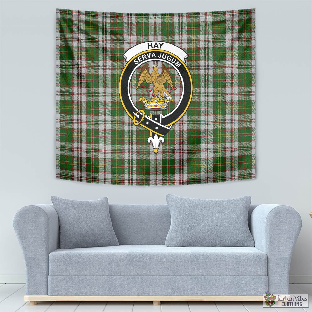 Tartan Vibes Clothing Hay White Dress Tartan Tapestry Wall Hanging and Home Decor for Room with Family Crest