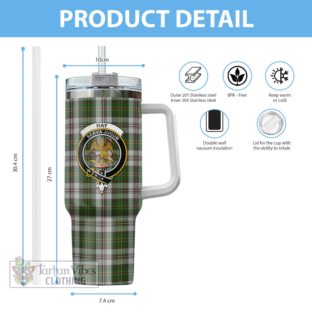 Tartan Vibes Clothing Hay White Dress Tartan and Family Crest Tumbler with Handle