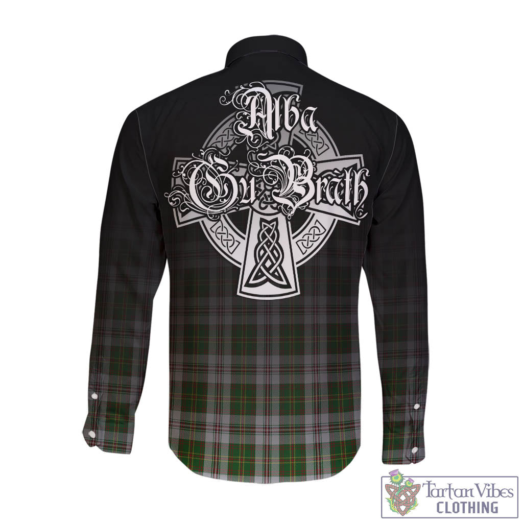 Tartan Vibes Clothing Hay White Dress Tartan Long Sleeve Button Up Featuring Alba Gu Brath Family Crest Celtic Inspired