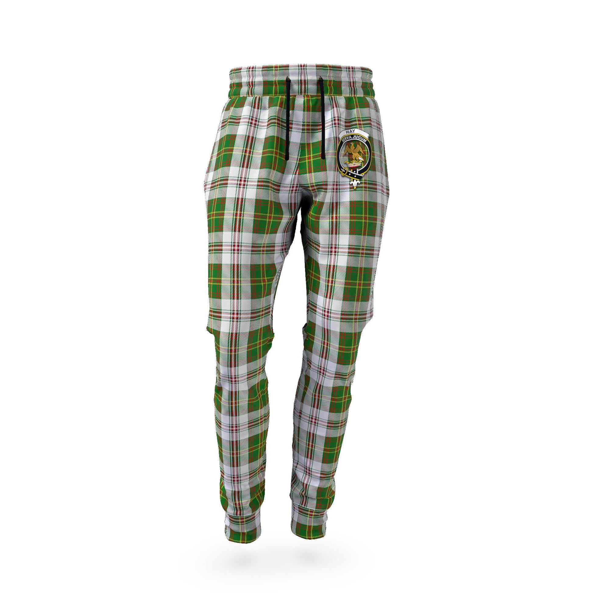 Hay White Dress Tartan Joggers Pants with Family Crest - Tartan Vibes Clothing