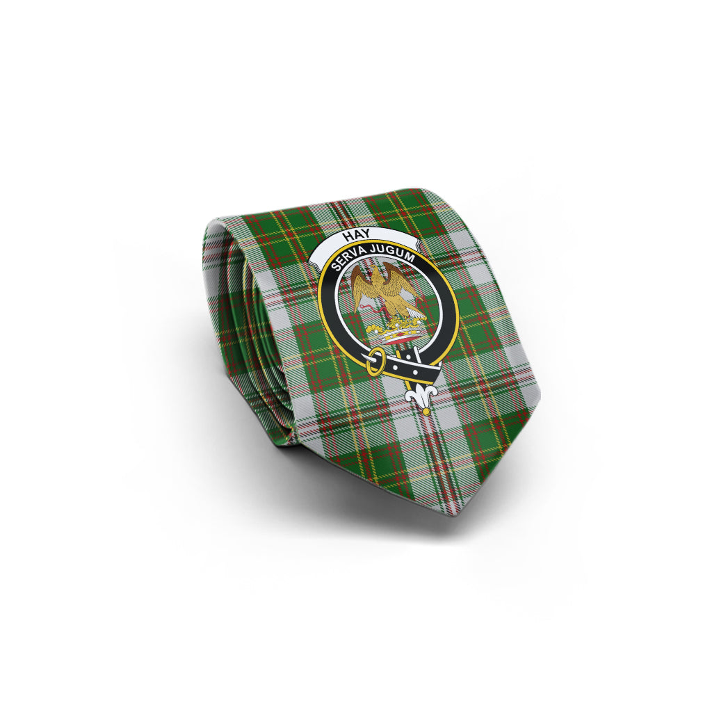 Hay White Dress Tartan Classic Necktie with Family Crest - Tartan Vibes Clothing