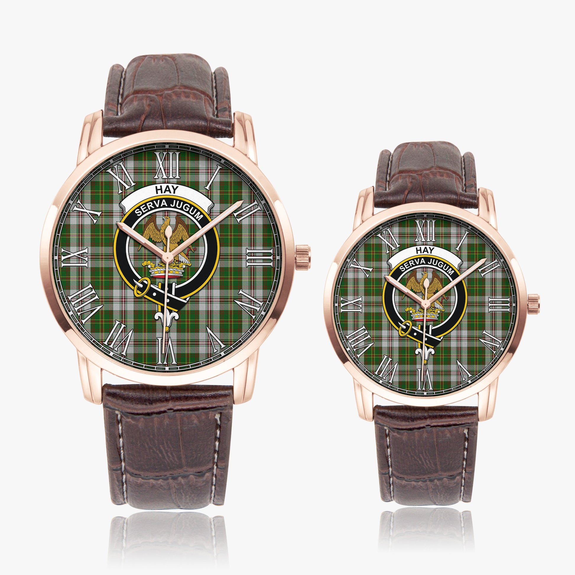 Hay White Dress Tartan Family Crest Leather Strap Quartz Watch - Tartanvibesclothing