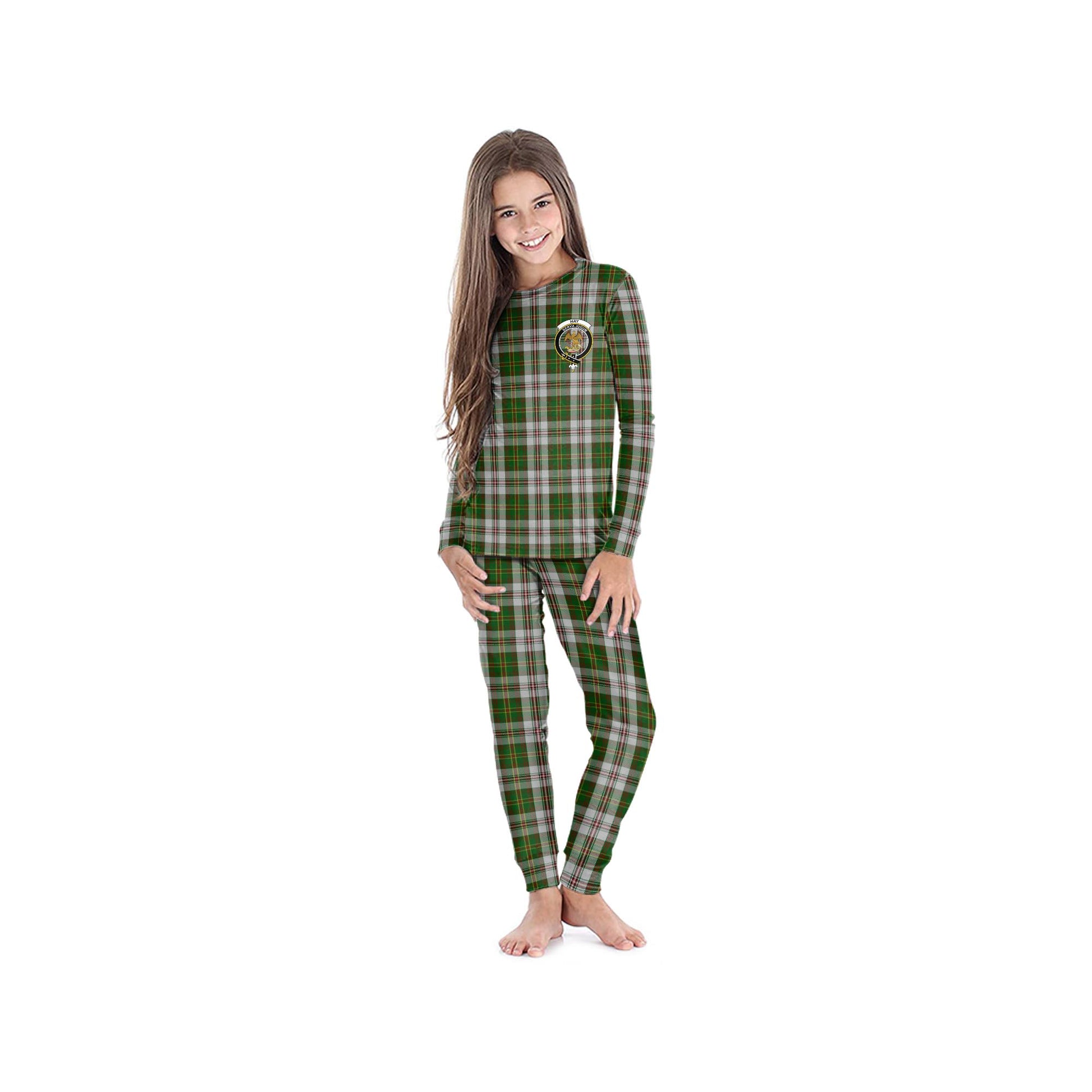 Hay White Dress Tartan Pajamas Family Set with Family Crest - Tartan Vibes Clothing