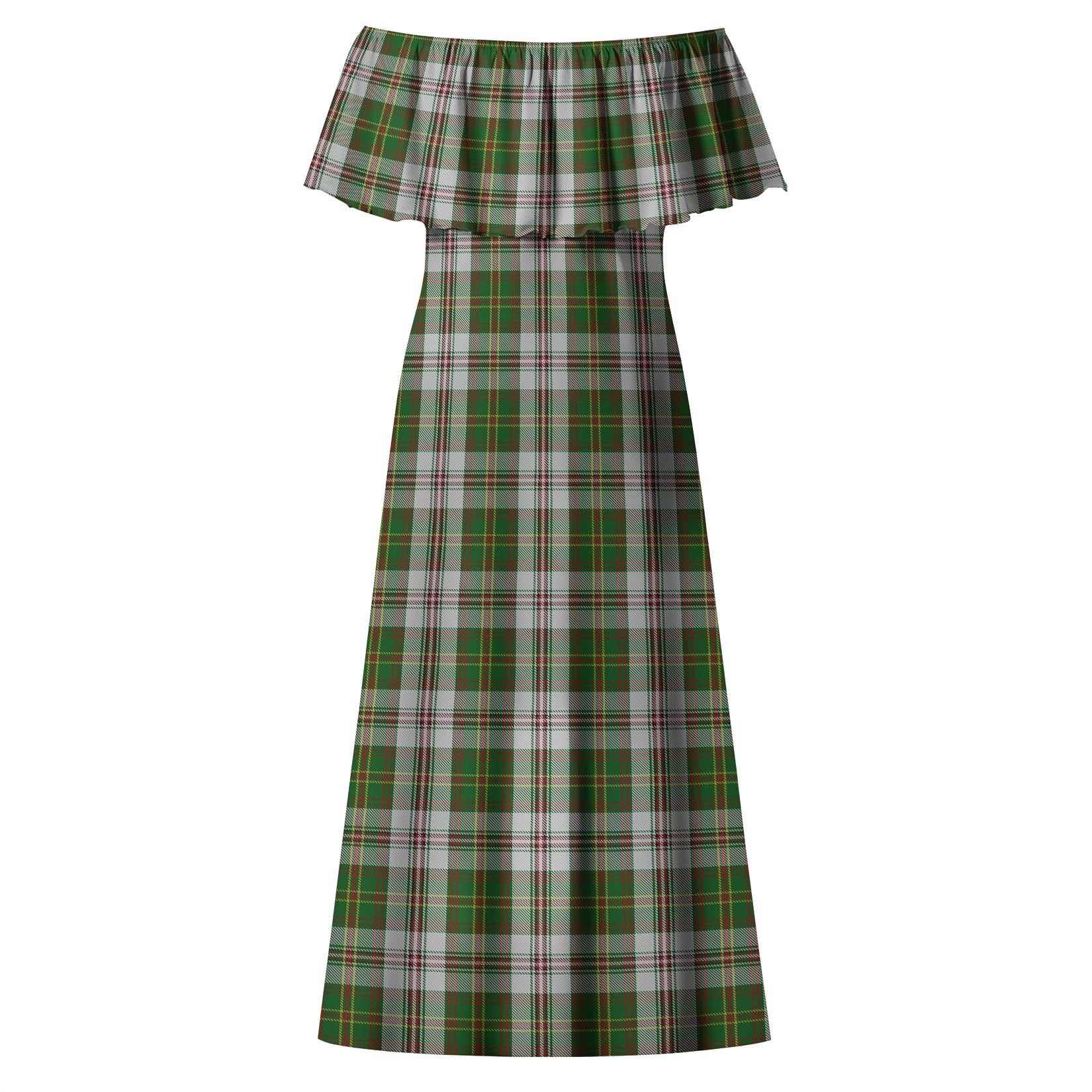 Hay White Dress Tartan Off Shoulder Long Dress - Tartanvibesclothing