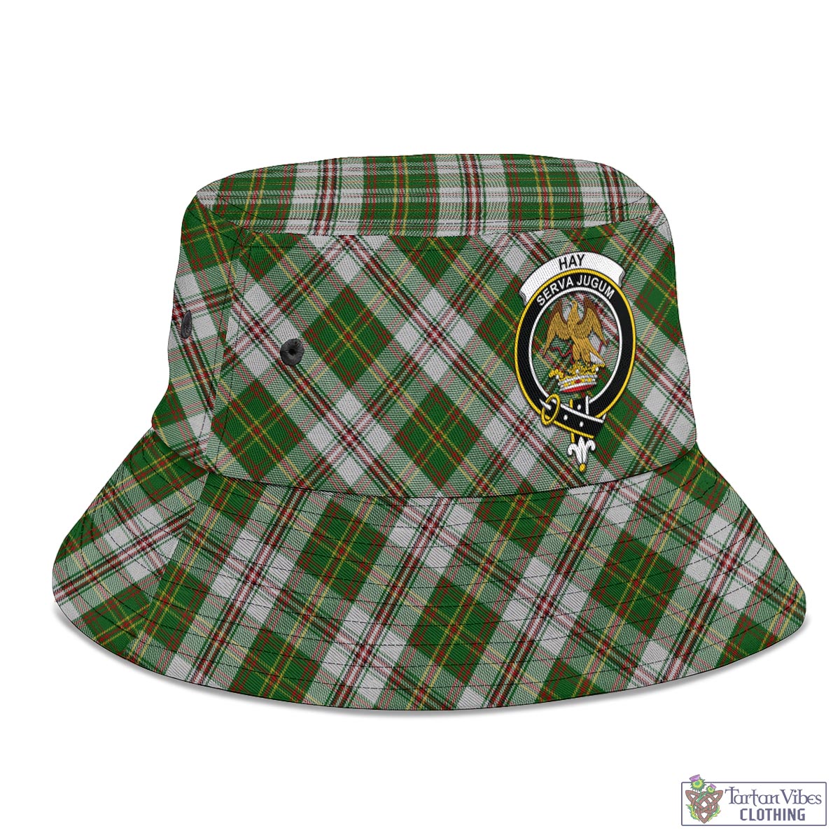 Tartan Vibes Clothing Hay White Dress Tartan Bucket Hat with Family Crest