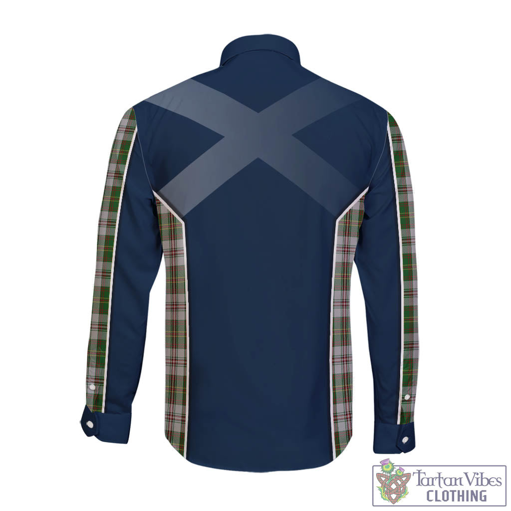 Tartan Vibes Clothing Hay White Dress Tartan Long Sleeve Button Up Shirt with Family Crest and Scottish Thistle Vibes Sport Style