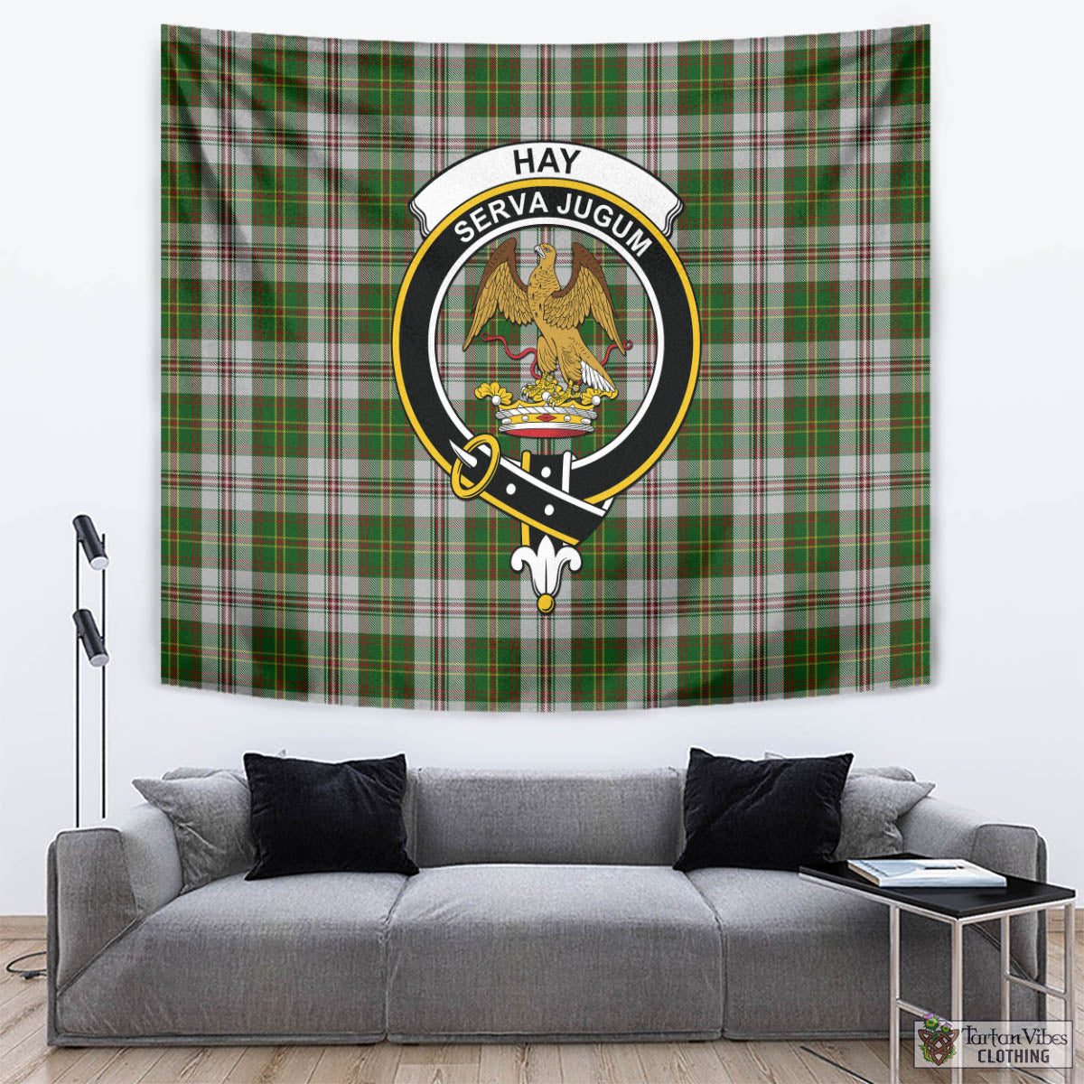 Tartan Vibes Clothing Hay White Dress Tartan Tapestry Wall Hanging and Home Decor for Room with Family Crest