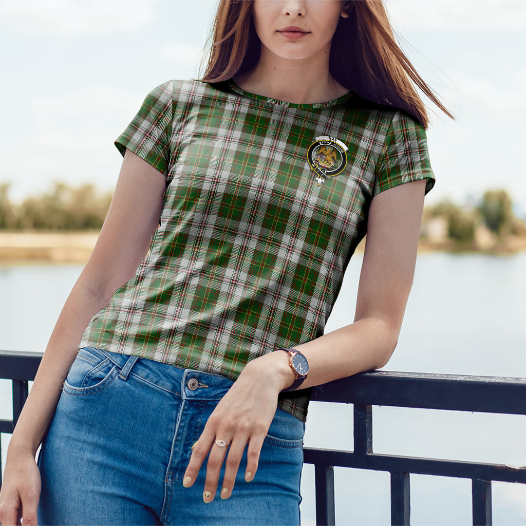 Hay White Dress Tartan T-Shirt with Family Crest - Tartan Vibes Clothing