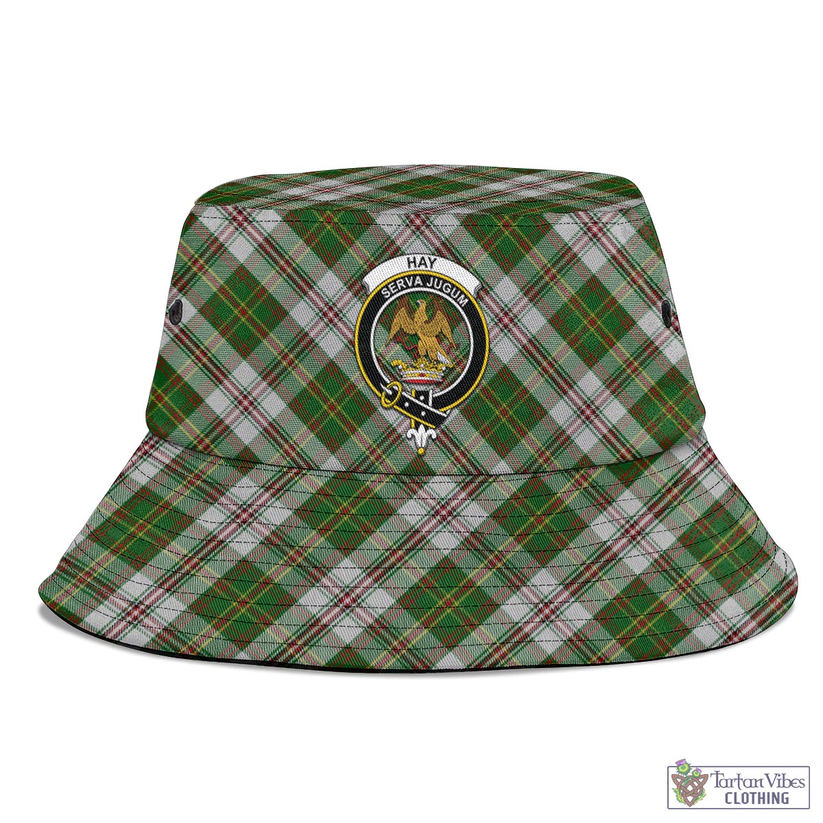 Tartan Vibes Clothing Hay White Dress Tartan Bucket Hat with Family Crest