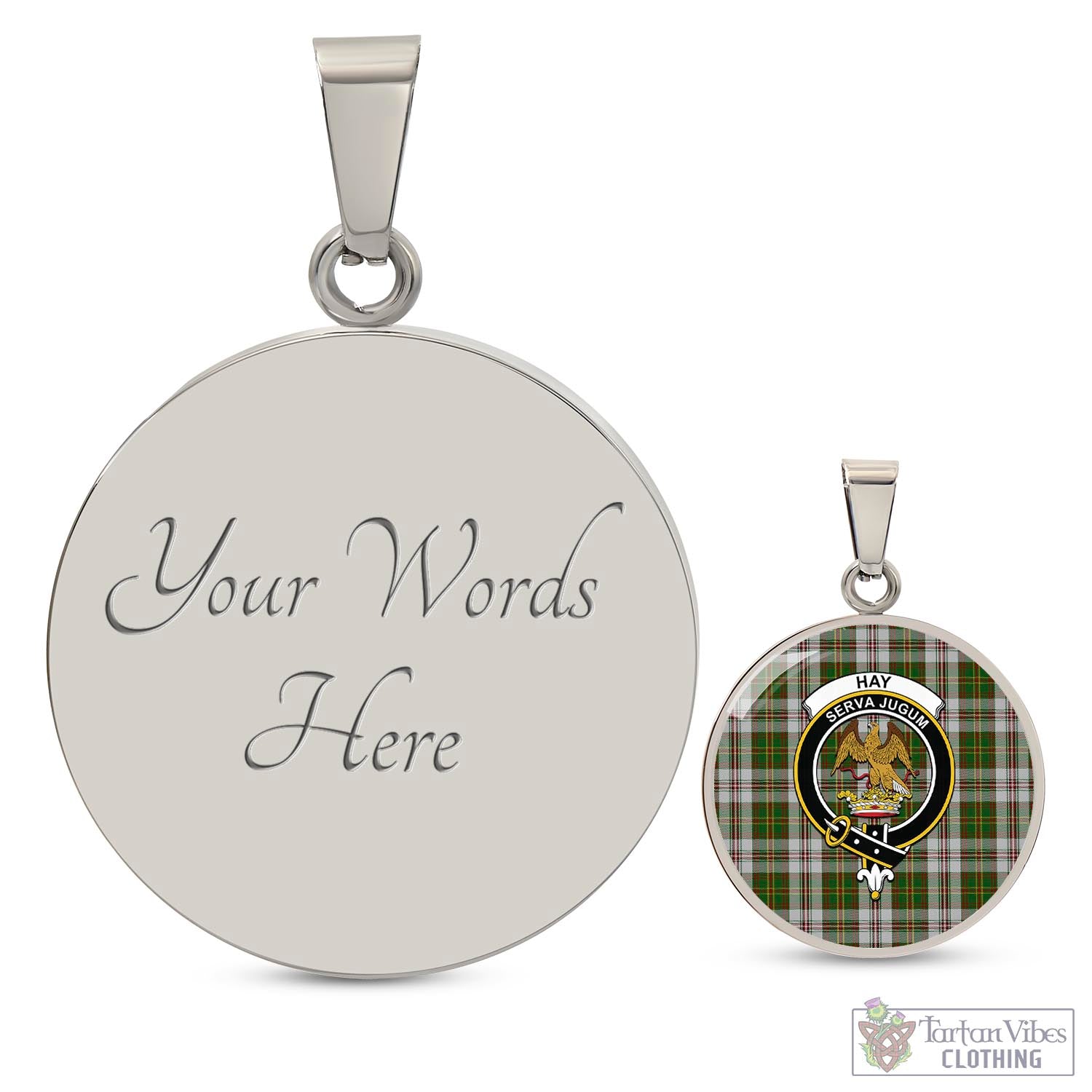 Tartan Vibes Clothing Hay White Dress Tartan Circle Necklace with Family Crest