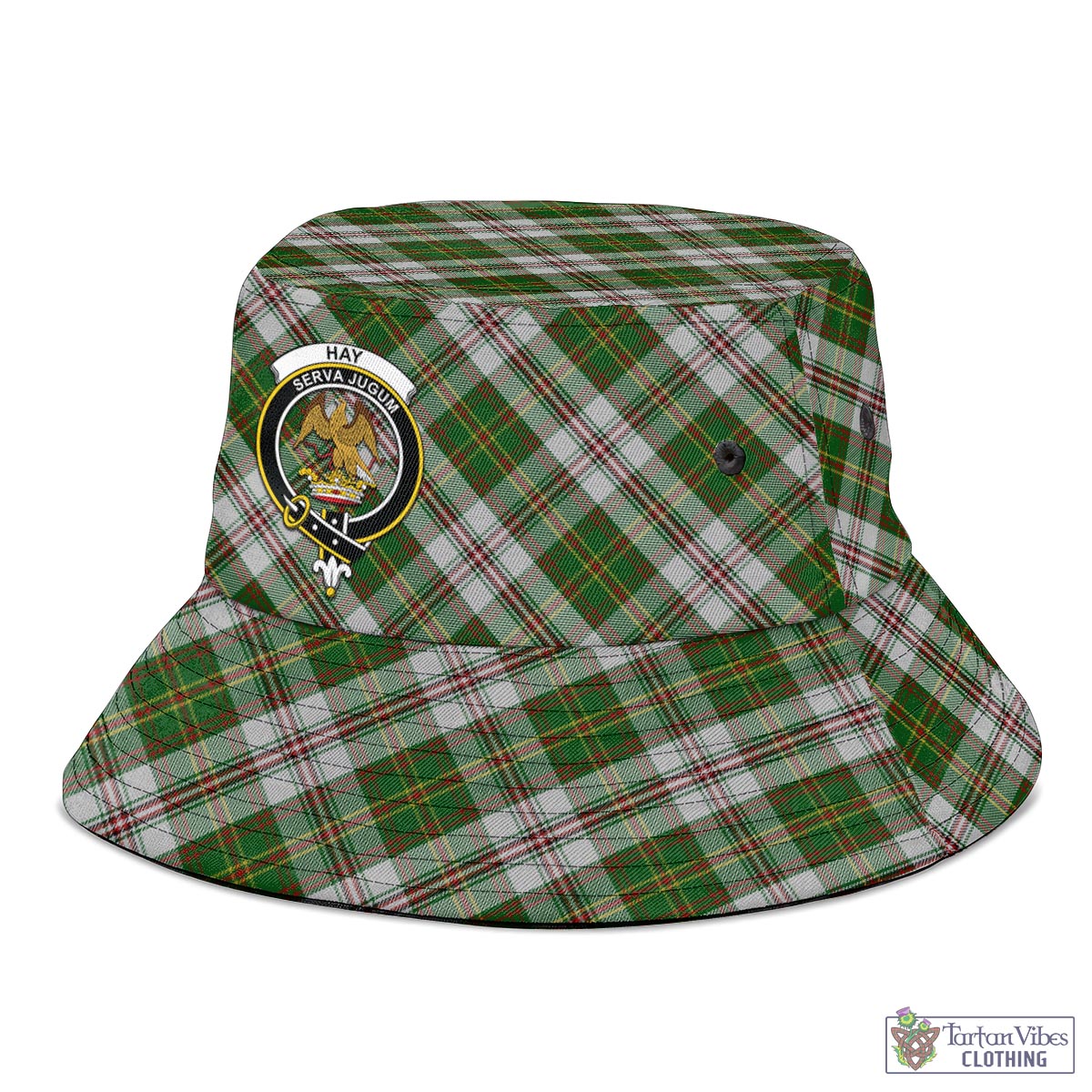 Tartan Vibes Clothing Hay White Dress Tartan Bucket Hat with Family Crest