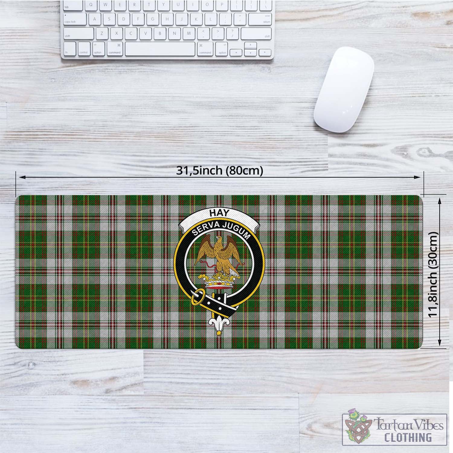 Tartan Vibes Clothing Hay White Dress Tartan Mouse Pad with Family Crest