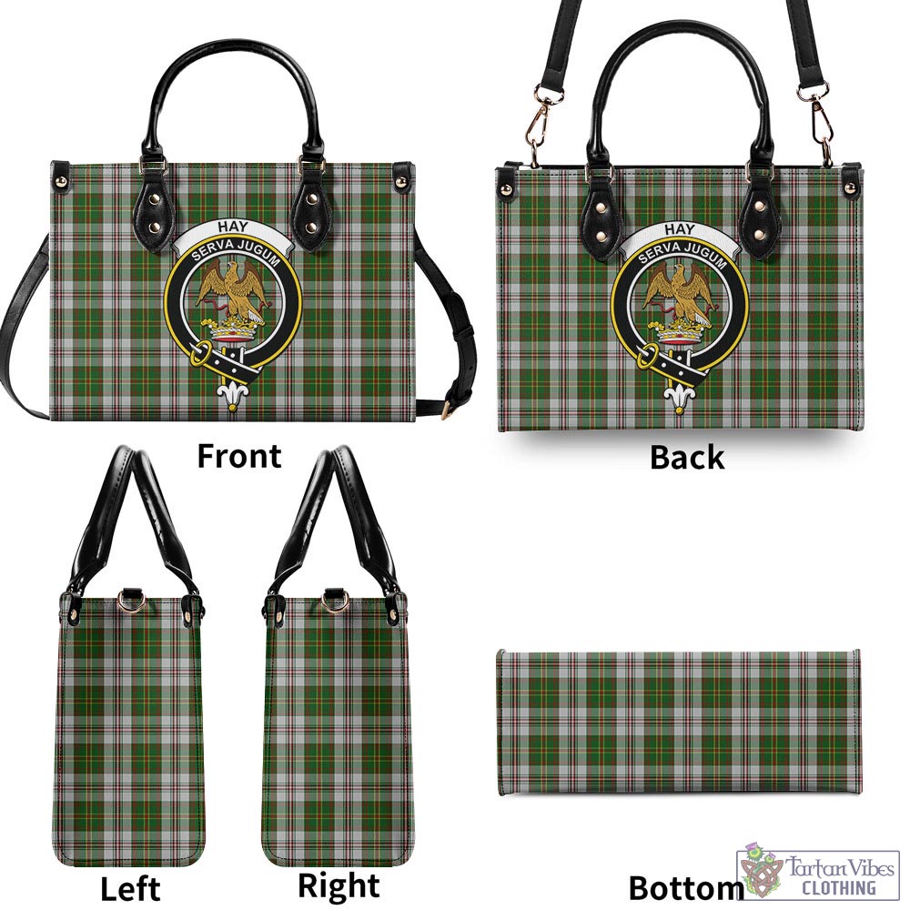 Tartan Vibes Clothing Hay White Dress Tartan Luxury Leather Handbags with Family Crest