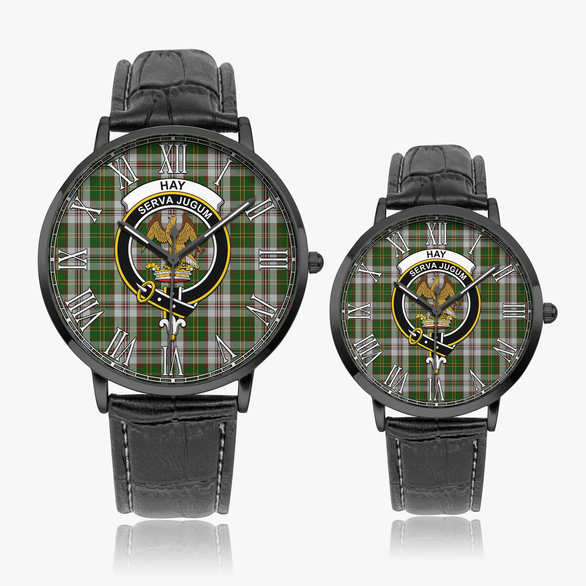 Hay White Dress Tartan Family Crest Leather Strap Quartz Watch - Tartanvibesclothing