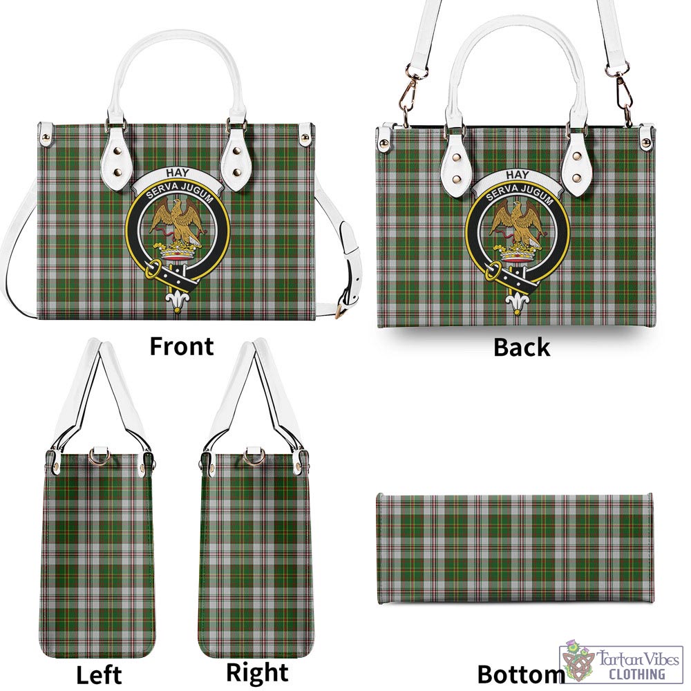 Tartan Vibes Clothing Hay White Dress Tartan Luxury Leather Handbags with Family Crest