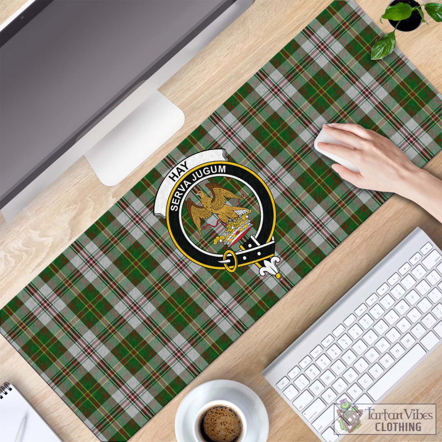 Tartan Vibes Clothing Hay White Dress Tartan Mouse Pad with Family Crest