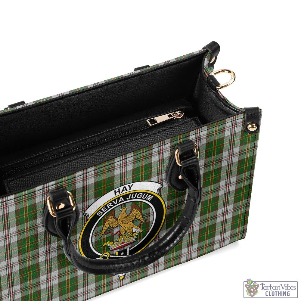 Tartan Vibes Clothing Hay White Dress Tartan Luxury Leather Handbags with Family Crest