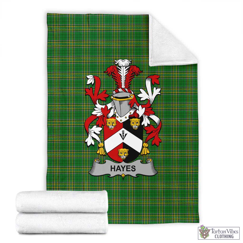 Tartan Vibes Clothing Hayes Irish Clan Tartan Blanket with Coat of Arms