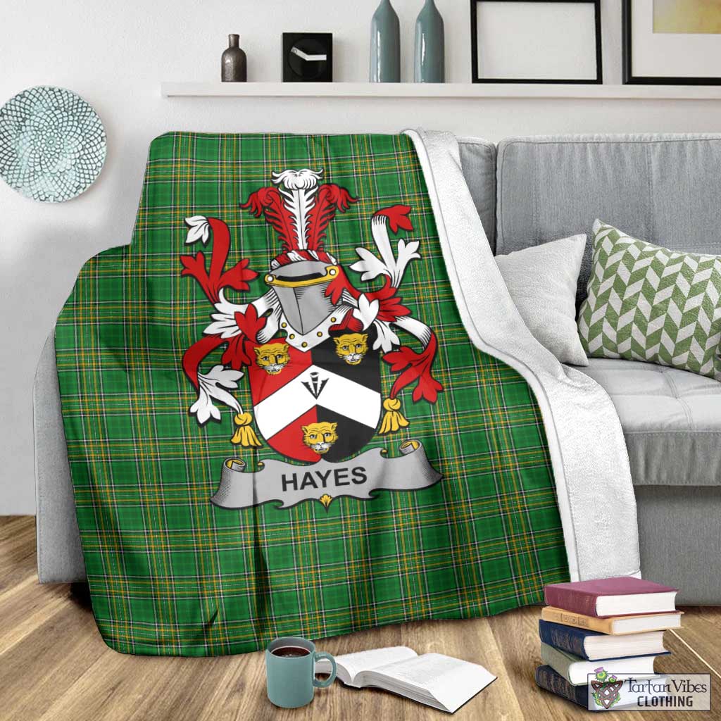 Tartan Vibes Clothing Hayes Irish Clan Tartan Blanket with Coat of Arms