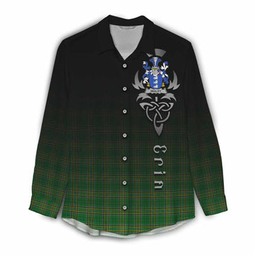 Healey Irish Clan Women's Casual Shirt with Coat of Arms Erin Go Bragh Celtic Inspired Female - Tartan Vibes Clothing