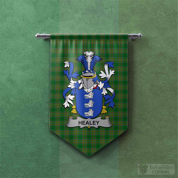Healey Irish Clan Tartan Gonfalon, Tartan Banner with Coat of Arms Chevron - Tartan Vibes Clothing