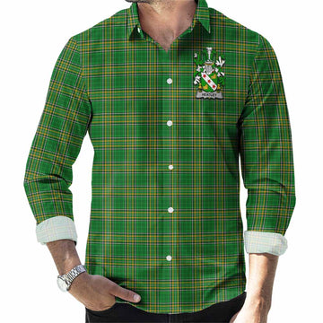 Heatley Irish Clan Tartan Long Sleeve Button Up with Coat of Arms Men's Shirt - Tartan Vibes Clothing