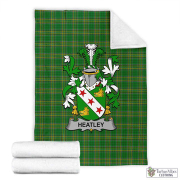 Heatley Irish Clan Tartan Blanket with Coat of Arms X-Large 59 x 79 inches 150 x 200 cm - Tartan Vibes Clothing
